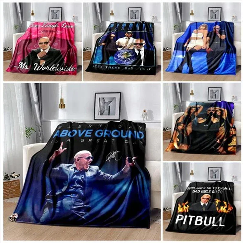 Throw Blanket Mr 305 Pitbull MR Worldwide Hippie Poster Printed Flannel Grain Towel Soft Plush Sofa Bed Fluffy Blanket