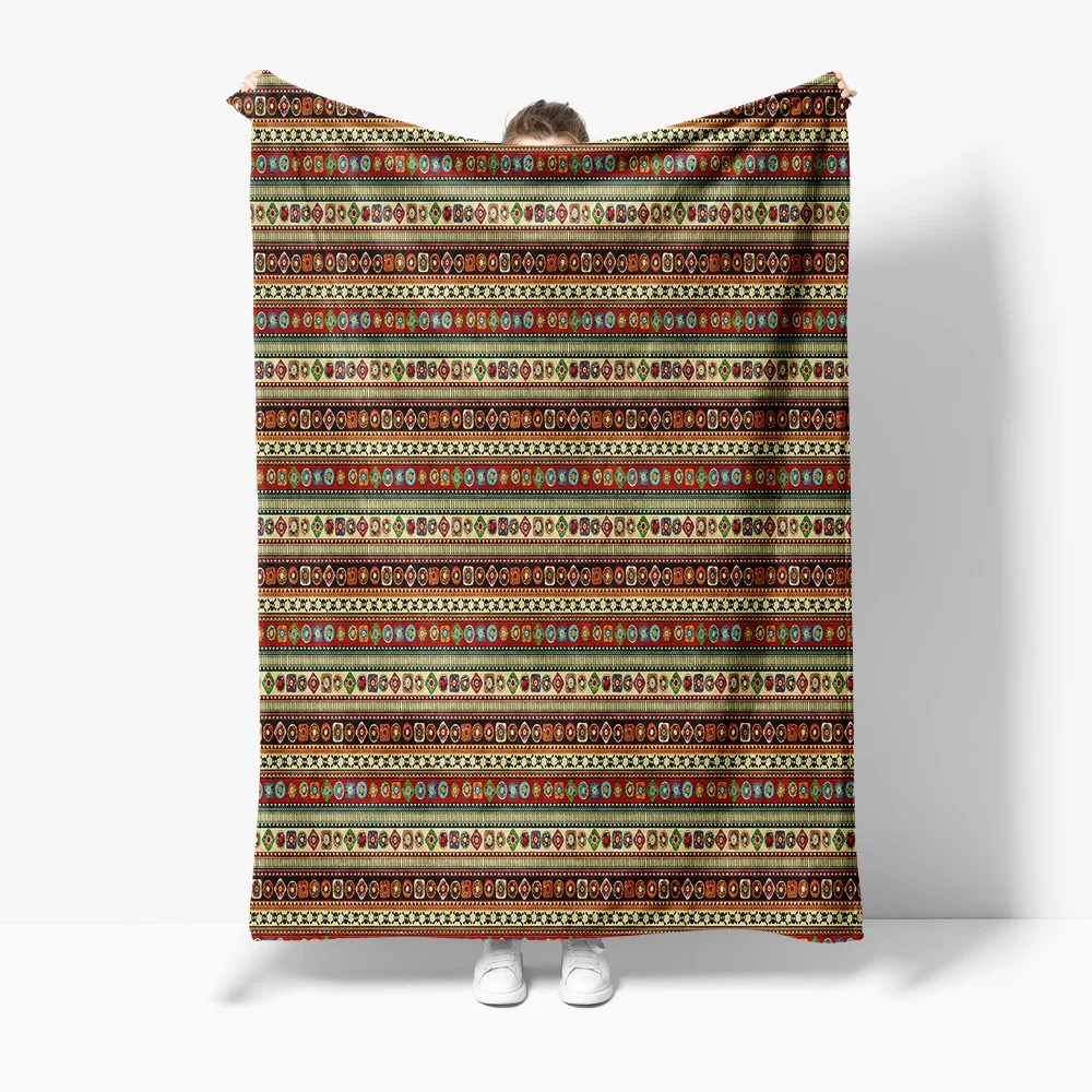 Colorful Geometric Printed Throw Blanket Bed Sofa Decorative Kilim Rug Cushion Cover for Living Room Bedroom 130x180cm