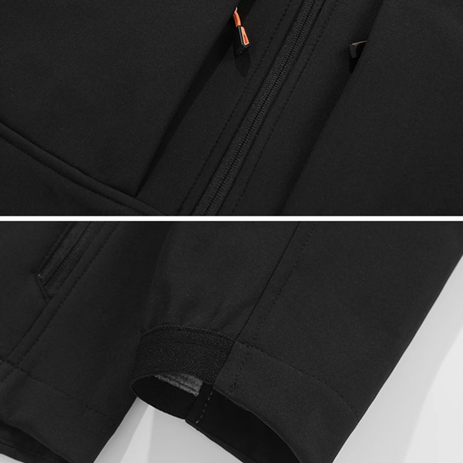 Autumn Fleece Windbreaker Jacket Men Fashion Casual Solid Color Waterproof Jacket Coat Male