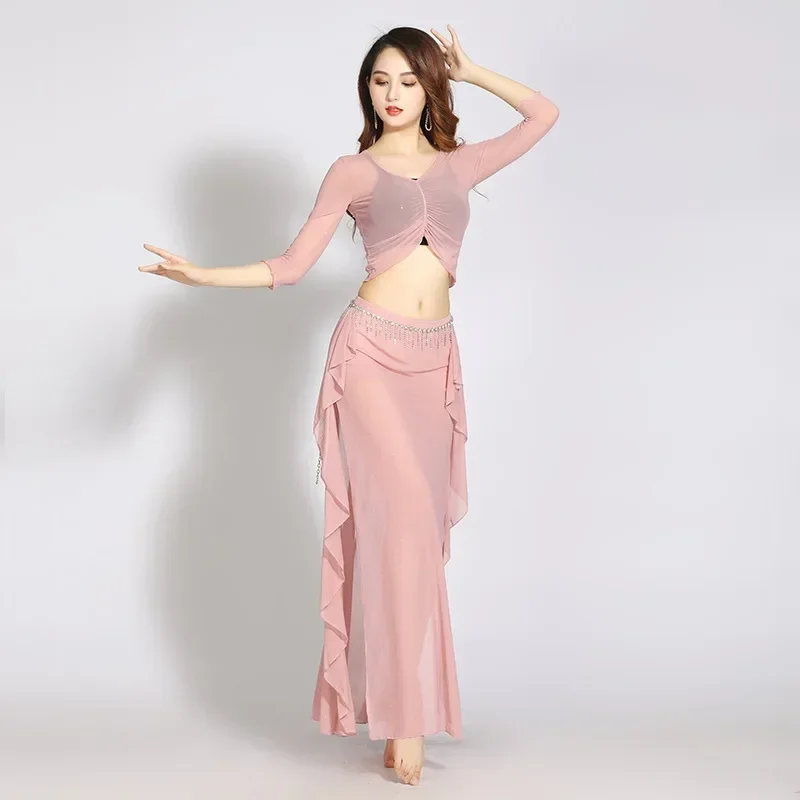 Belly Dance Long Dress Set Sexy Wemen Costume Practice Clothes Oriental Performance Dress Stage Dance Suit Vestidos De Baile