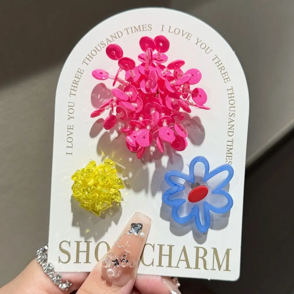 3pcs/set Flower Bead Chain Crystal Shoe Charms Sparkling Tassel Pearl Jelly Flower Charm Elegant Handmade Jelly Shoes Charm