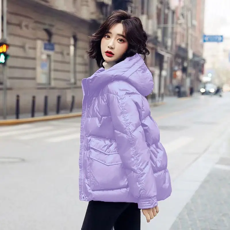 

2023 New Winter Jacket Coats Women Mid-long Parkas Hooded Glossy Cotton Warm Casual Parka Padded Cotton Thick Female C28