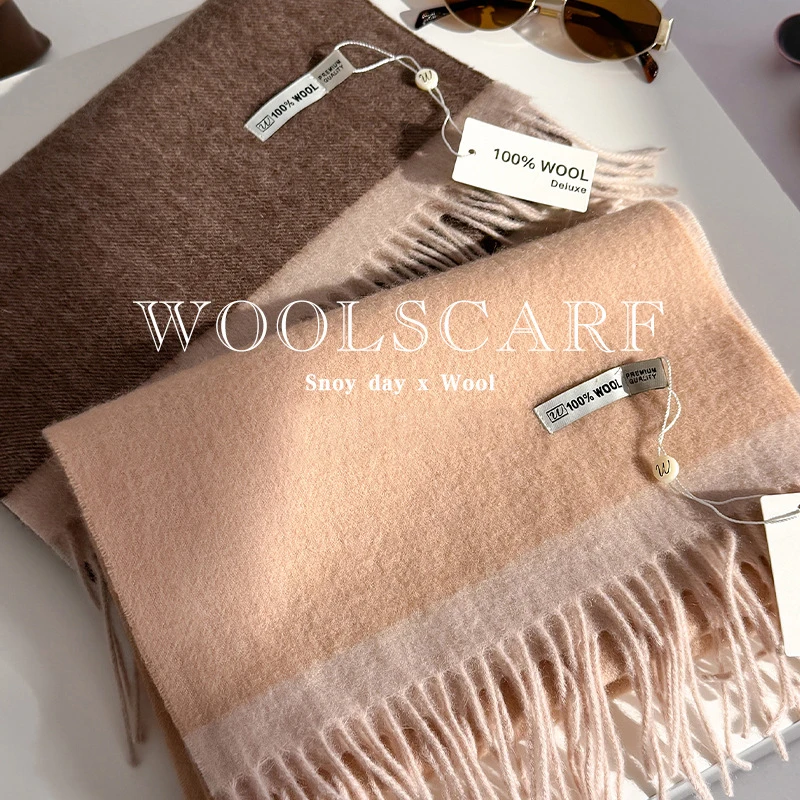 

Зимний шарф из 100% шерсти для женщин, однотонные кашемировые шарфы, шаль-хиджаб, женские двухцветные шарфы-банданы из пашмины, пончо-палантин