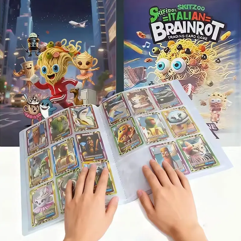 Álbum de cartões Italian Brainrot, 24 páginas com 9 prédios por página, livro protetor de cartão coletivo, TungTungTung Sahu, presente para crianças