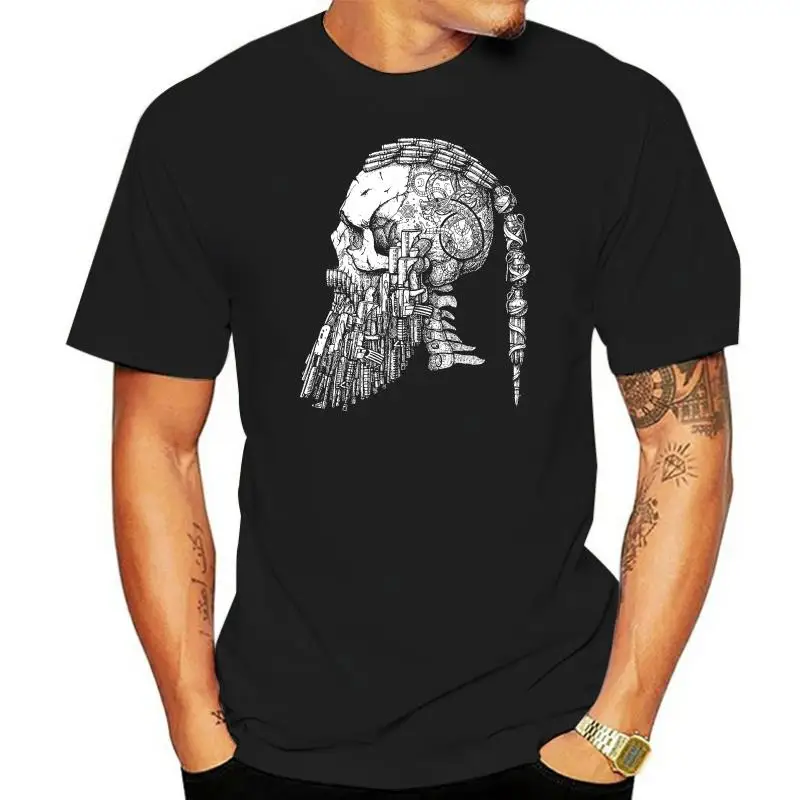 Mannen T-Shirt Baard Viking Skull Viking Tattoo Ragnar Viking Vrouwen Tshirt