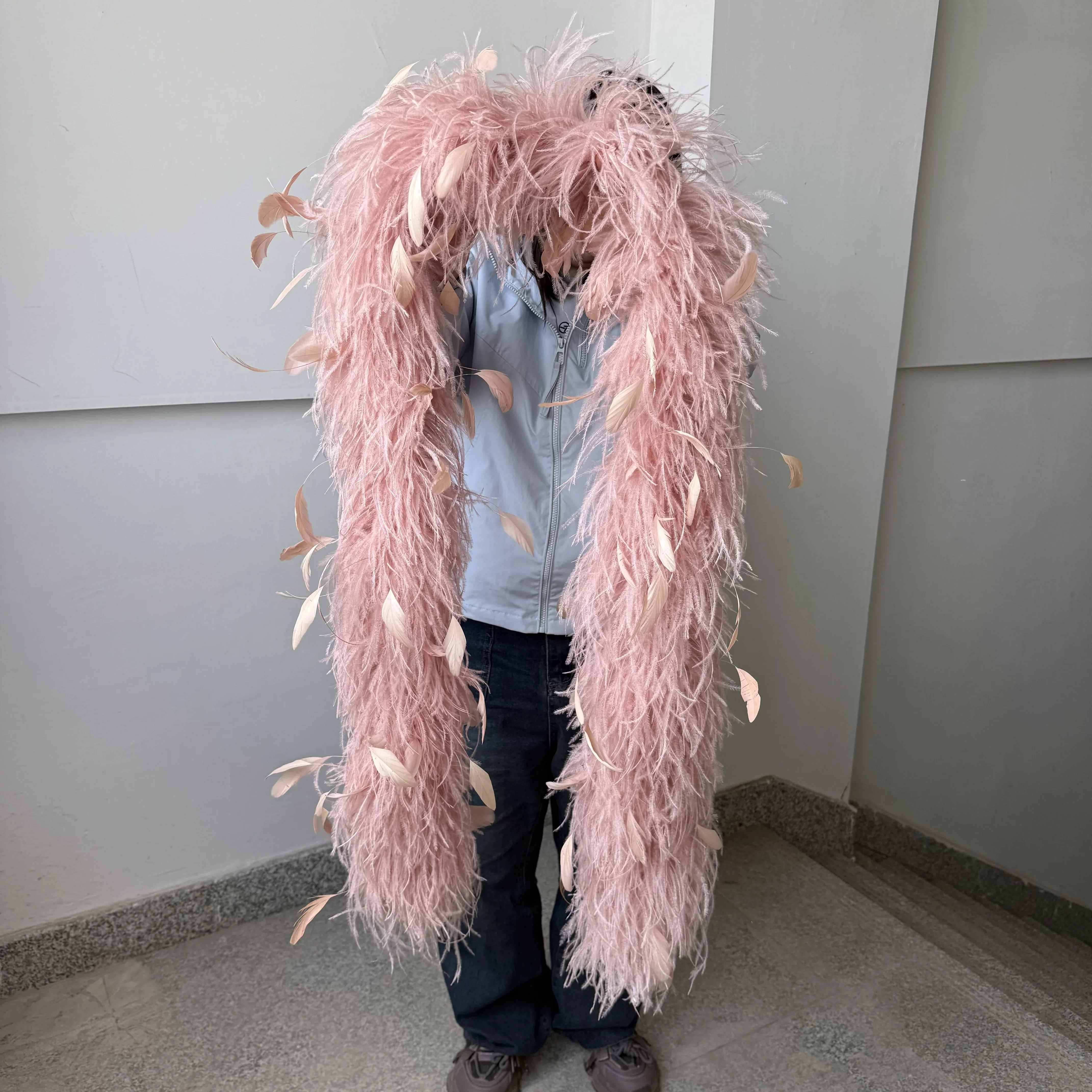 4 6 8 10 20 Ply Natural Ostrich Feather Boa 2 Meters Rooster Goose Feather Shawl Carnival Costume Party Wedding Dress Decoration