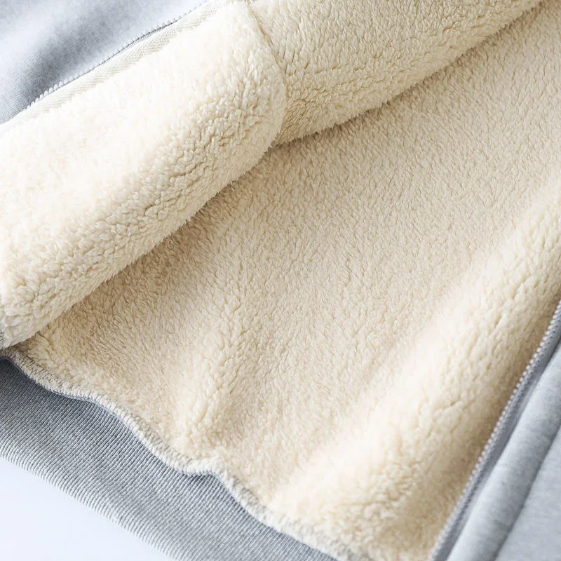 Zestaw jesienno-zimowy: płaszcz, gruby sweter z wełny jagnięcej, damski, termiczny, casualowy, z kapturem, luźny, duży rozmiar, sportowy płaszcz polarowy.