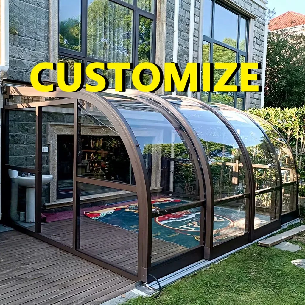 

Any Size Custom Telescopic Modular Curved Tempered Glass Pool Enclosure Heavy Duty Easy Installed Weatherproof Outdoor Garden Pa