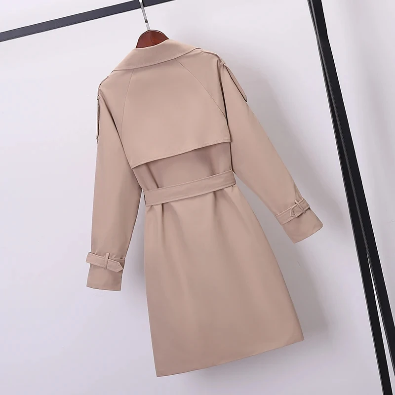 Spring and Autumn New Double Layer Windbreaker Mid-Length Version British Style Vintage Casual Loose Coat Over The Knee Overcoat