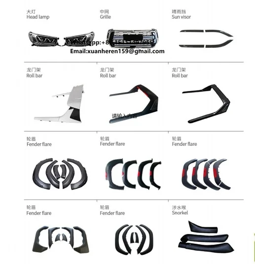 For 2018 Toyota Hilux Front Face Upgrade Kit - Full Body Kit Modification Including Grille, Wheel Arches and Headlights