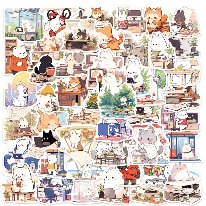 10/30/50PCS Kawaii Animal One Day PVC Sticker Aesthetic for Kids Children\'s Decoration Scrapbooking Stationery School Supplies