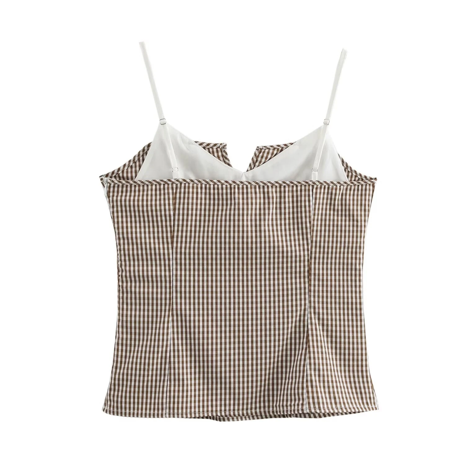 

ZBZA Spring New Women's Faion Patchwork Small id Pattern Elastic Top Bal Straight Tube Polyester Fiber Casual Vest