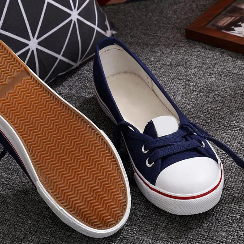 Women Casual Flats Lace up Shallow Shoes Autumn 2021 Fashion Comfortable Female Canvas Loafers Vulcanized Shoes Ladies Footwear