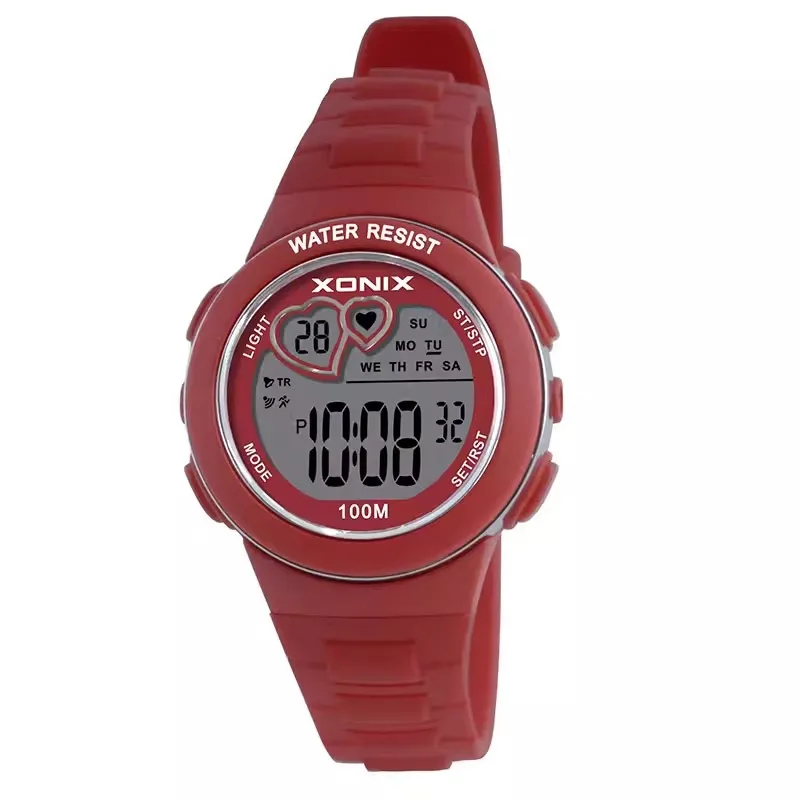 XONIX New Trendy Led Waterproof 100M Multifunctional Outdoor Swimming Sports Luminous Student Watch Electronic Watch KM