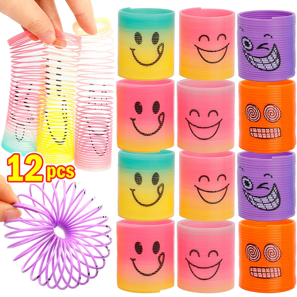 Rainbow Spring Ring Magical Toys Children's Birthday Party Gift Children's Adult Stress Relief Elastic Rainbow Ring Magic Toy