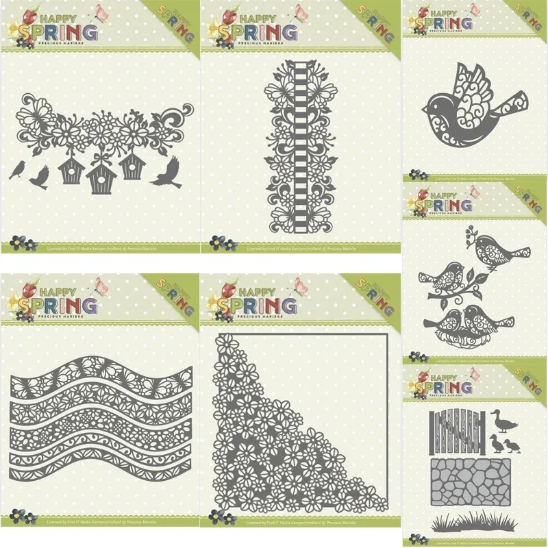Piggy Craft metal cutting dies cut die mold Spring bird flower edge Scrapbook paper craft mold blade punch stencils dies