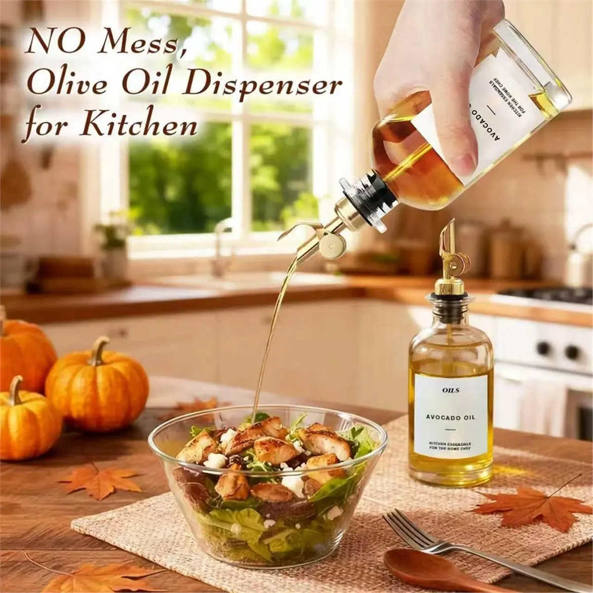 2 Pcs 350 ML Premium Olive Oil Dispenser Bottles for Kitchen with Pourer, Elegant Olive Oil Bottle, Sprayers for Cooking