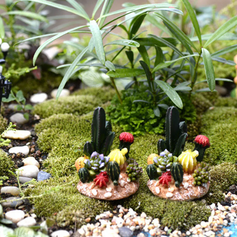 

2Pcs Cactus nament Adorable Craft Decoration Micro L Home Party Kids Resin Material Cactus Resin nament Durability