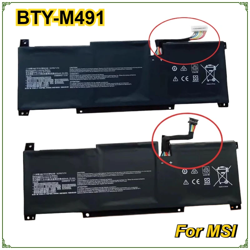 

BTY-M491 Laptop Battery for MSI Modern 15 A10M-014 A10RAS-258 A10RB-041TW A10RD A11M A11SB-059 A4MW Prestige14 11.4V 4600mAh