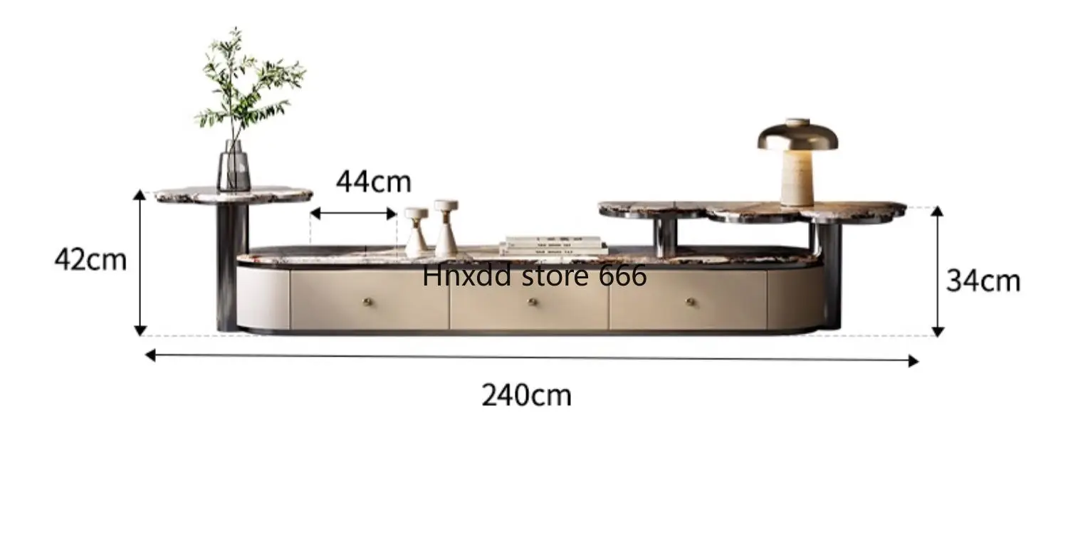 Natural marble coffee table TV cabinet