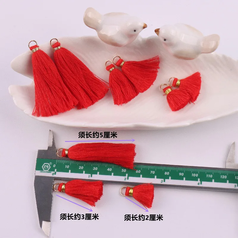 10pcs 2cm Silk Cotton Tassel Charms DIY Pendant Jewelry Making Accessories Backpack Keychain Headwear Apparel Sewing Supplies