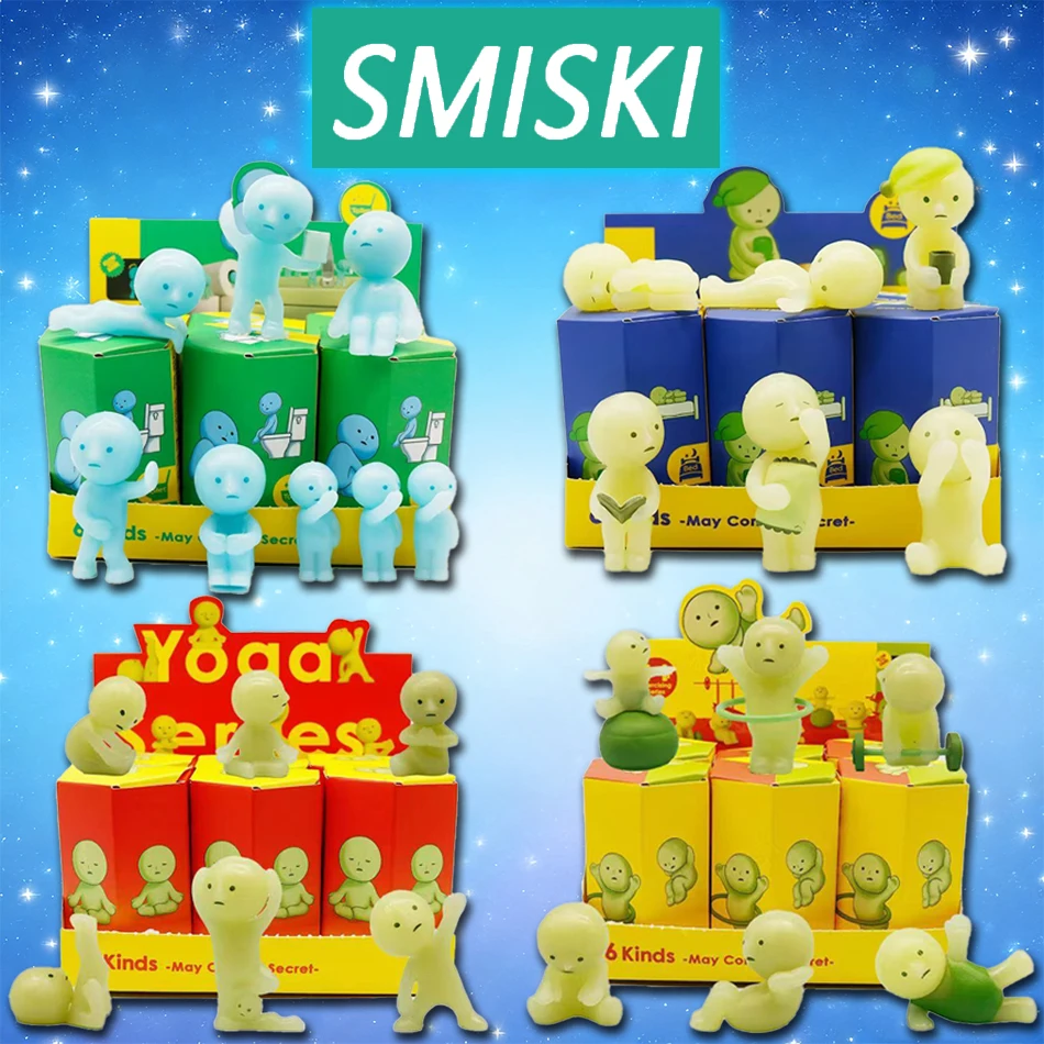 アニメフィギュアスミスキー複数シリーズ夜光グリーン人形ブラインドミステリーボックスアクションフィギュア装飾デスクトップモデルおもちゃギフト