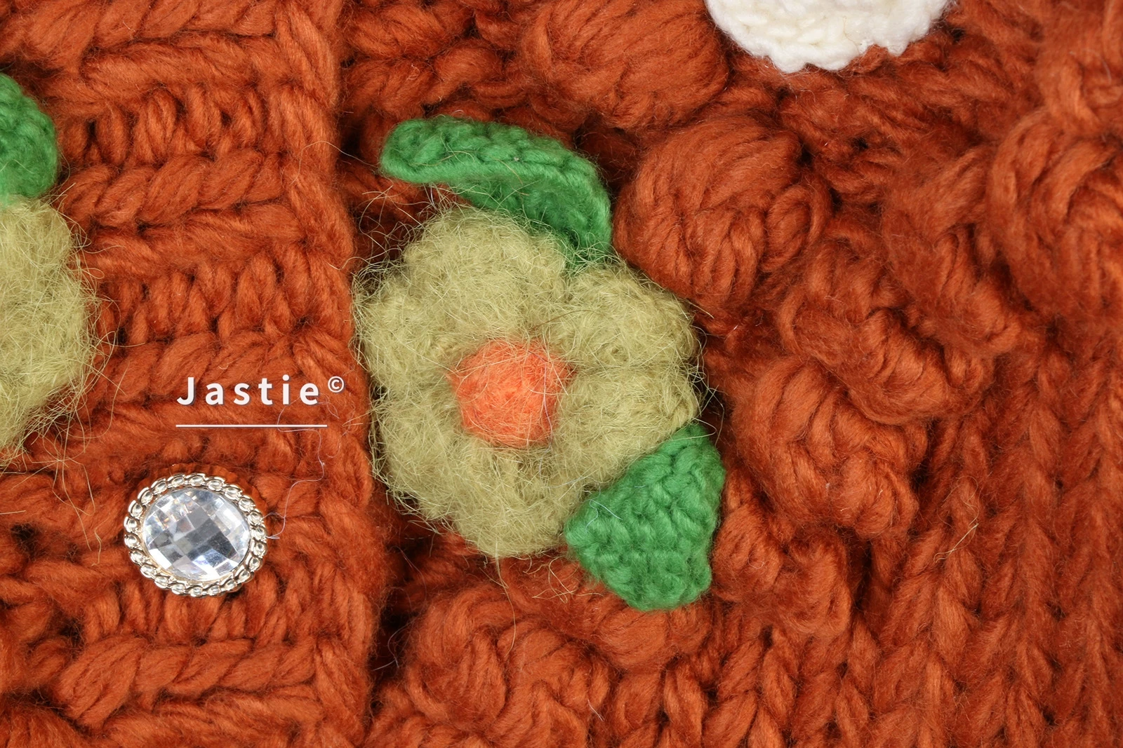 Sweet Cardigan Sweater Women Autumn/winter Style Bohemian Floral Round Neck Long Sleeves Single-breasted Loose Knit Cardigan