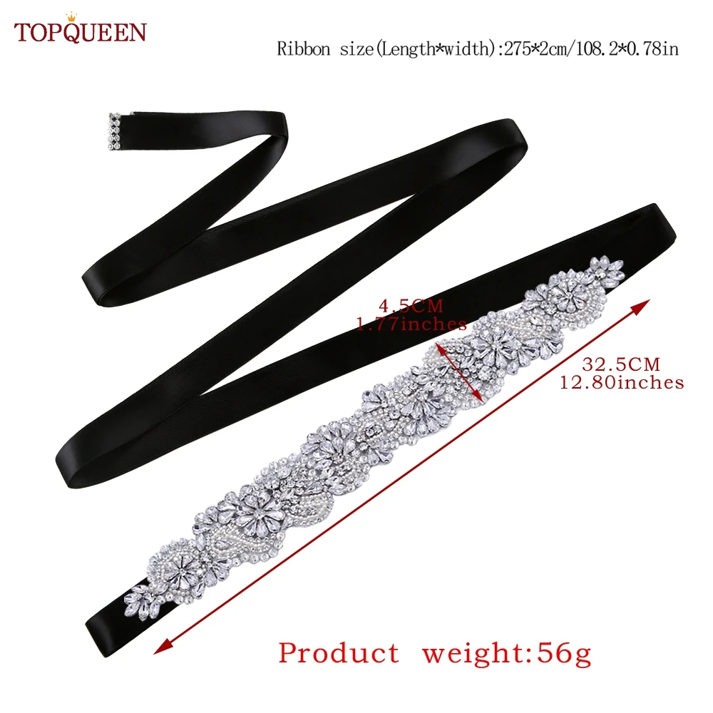 TOPQUEEN – robe luxueuse en strass, accessoires de soirée en perles argentées et diamants, pour déesse de la chance, princesse vent, ceinture S120