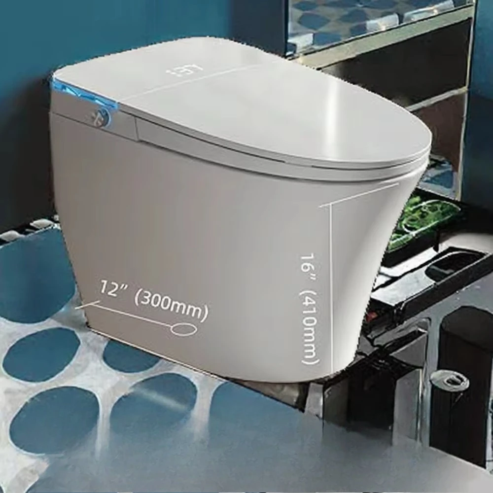 

Smart Elongated Automatic Flushing Toilet Bidet Floor Mounted Electric Bidet S-Trap Drainage Pattern Heated Seat Included