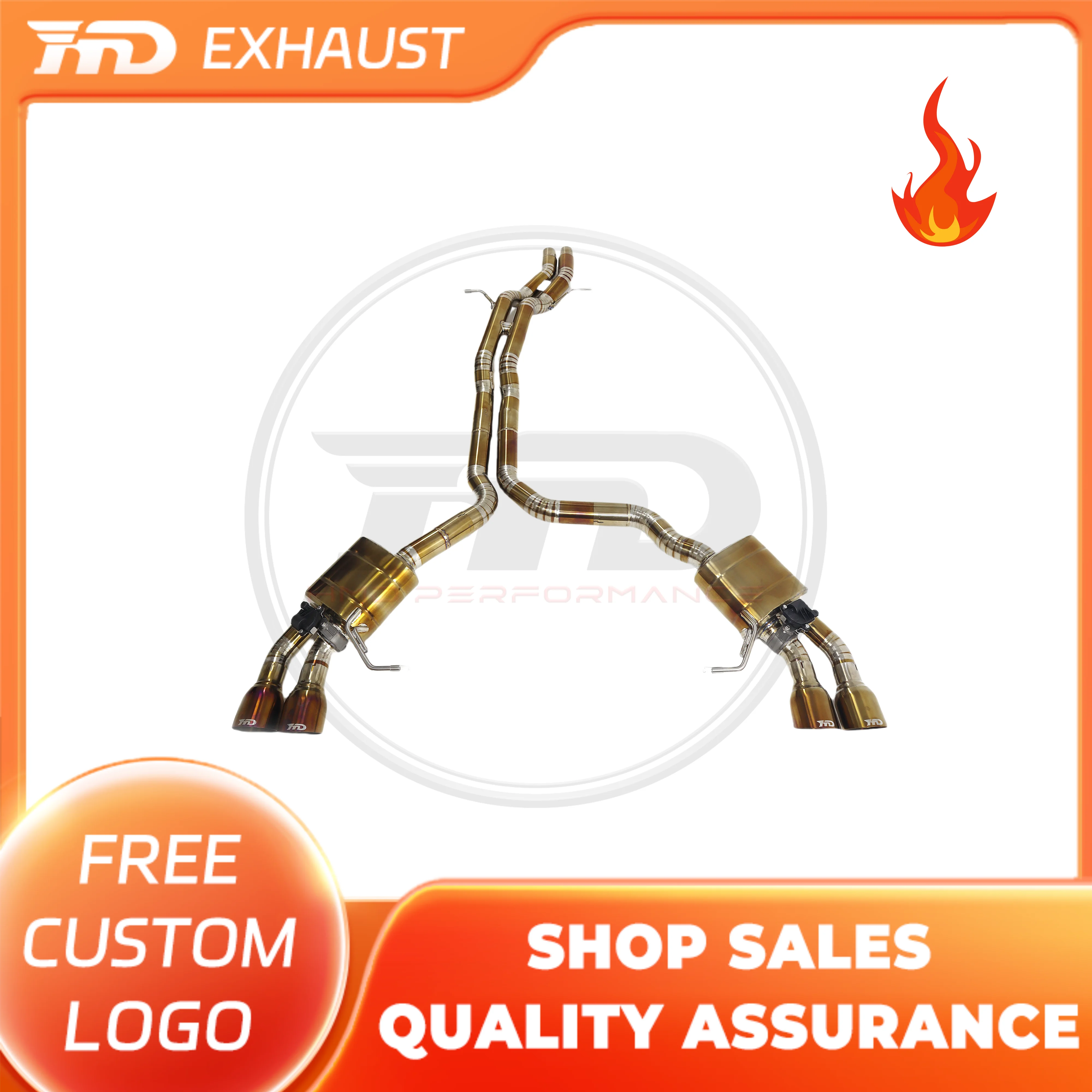 

HMD Hot sale Titanium Exhaust System Performance Catback for Porsche Macan S GTS 3.0T Valve Muffler With Titanium Golden Tips