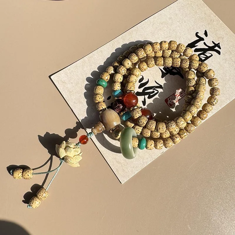Old Chen Star Moon Bodhi Seed 108 beads a Buddhist prayer bead bracelet for men and women a necklace rosa