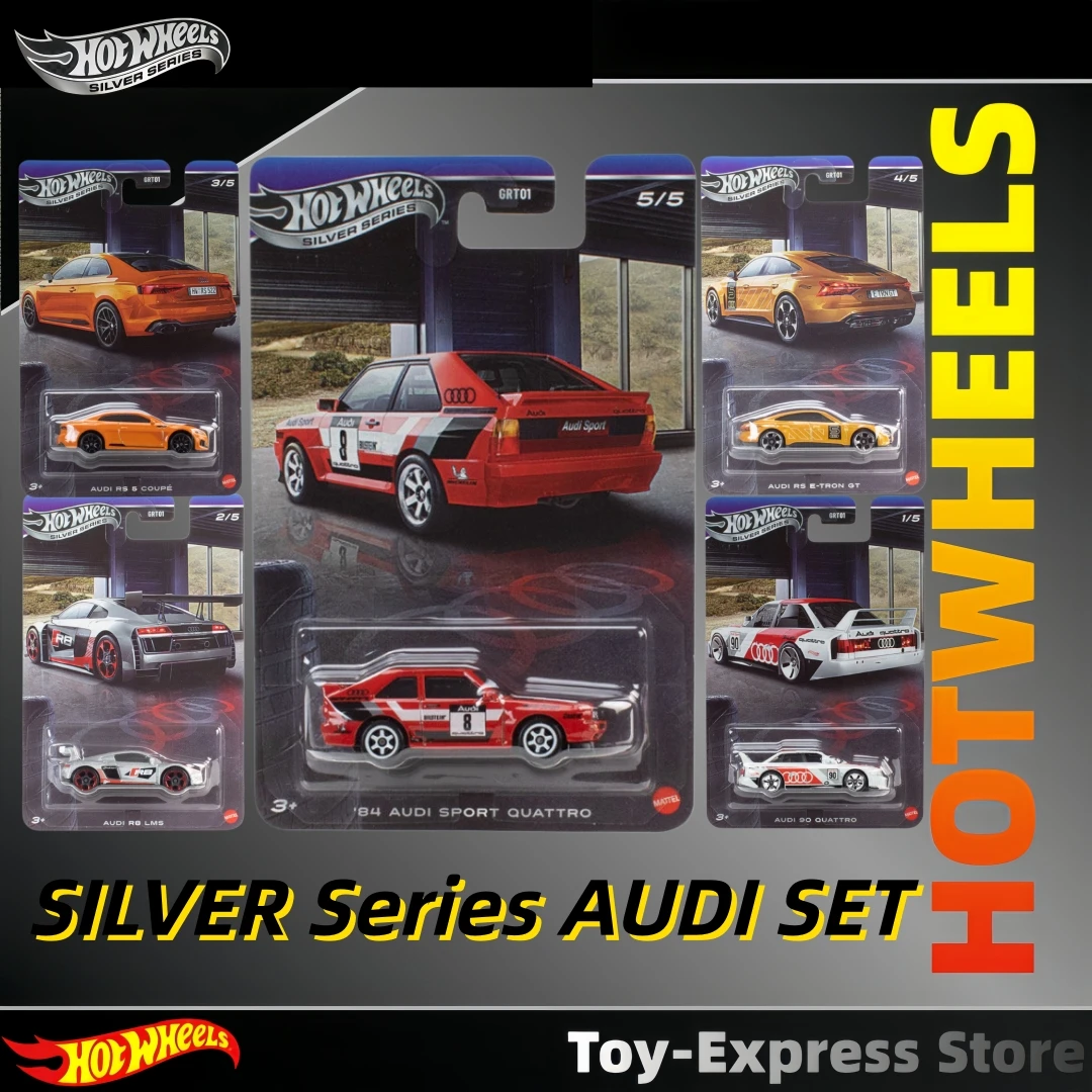 Hot Wheels Silver Series, Nuevo Set de Autos Audi, Modelo a Escala 1:64, AUDI SPORT QUATTRO RS R8 Coleccionable, Vehículo de Metal Fundido para Colección y Exhibición