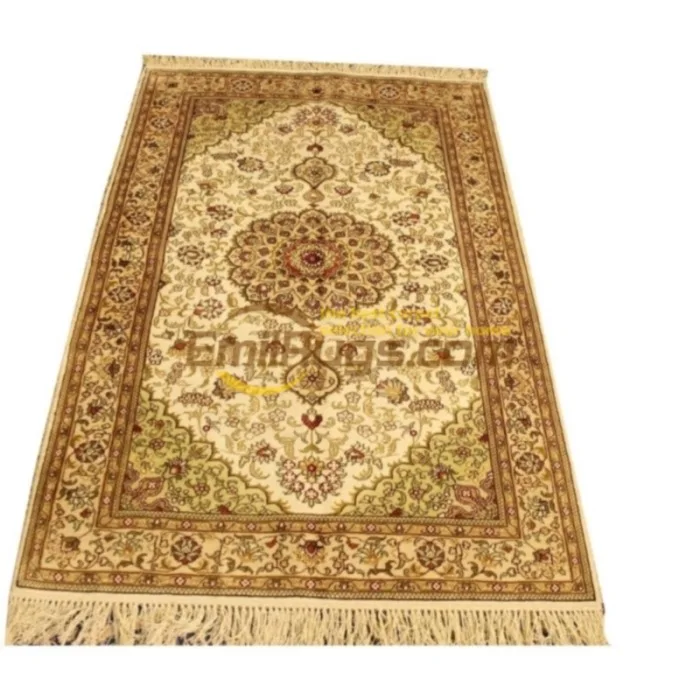 Persian Rug Pure Silk Oriental Handmade Beautiful Area Carpet 