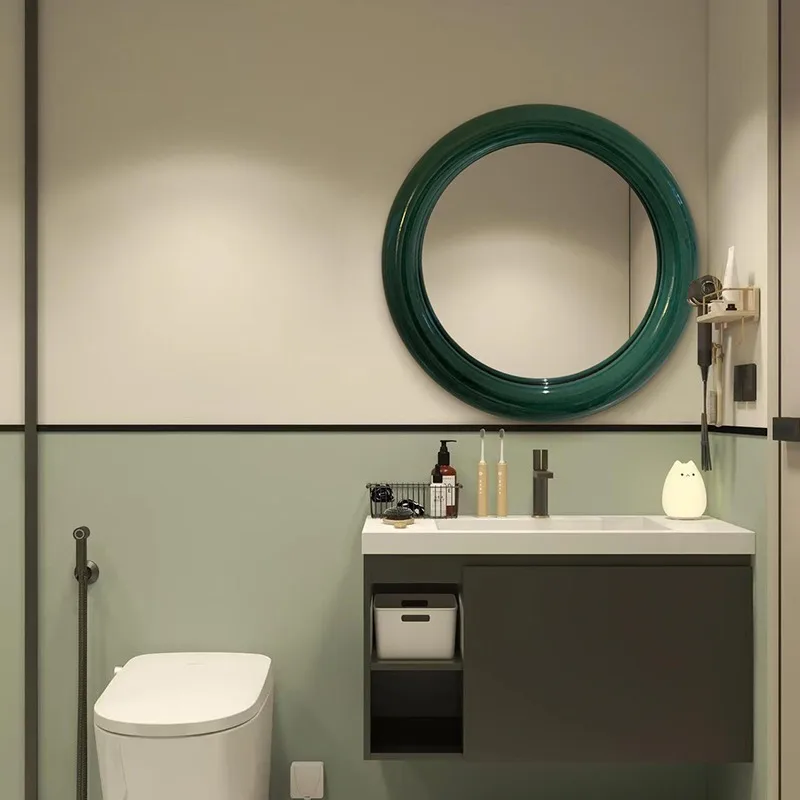Classic Lights Decorative Mirrors Round Living Room Aesthetic Wall Make Up Mirror Salon Wood Espejos Para Pared Bedroom Stuff