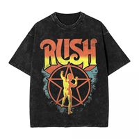 Rush Band T Shirts Hip Hop Washed Short Sleeve Street T-Shirt Vintage Men Women Tops Streetwear Printed Tees