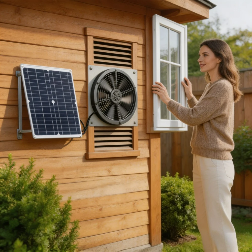 Outdoor 15W 25W Solar Exhaust Fan Kit Weatherproof Solar Powered Vent Air Circulation Cooling System for Greenhouse Chicken