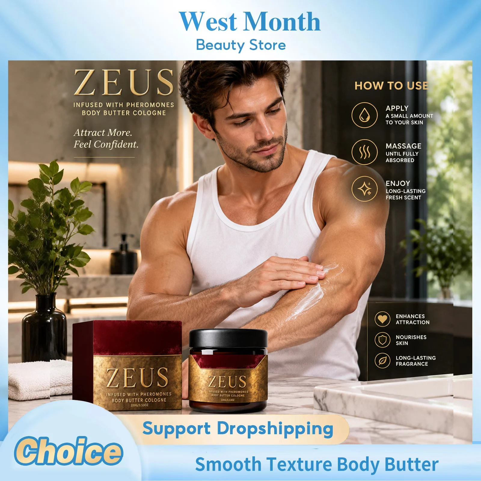Zeus Body Butter Non-Greasy Improve Rough Skin Anti Dryness Lightweight Soothing Lasting Fragrance Deep Moisturizing Body Cream