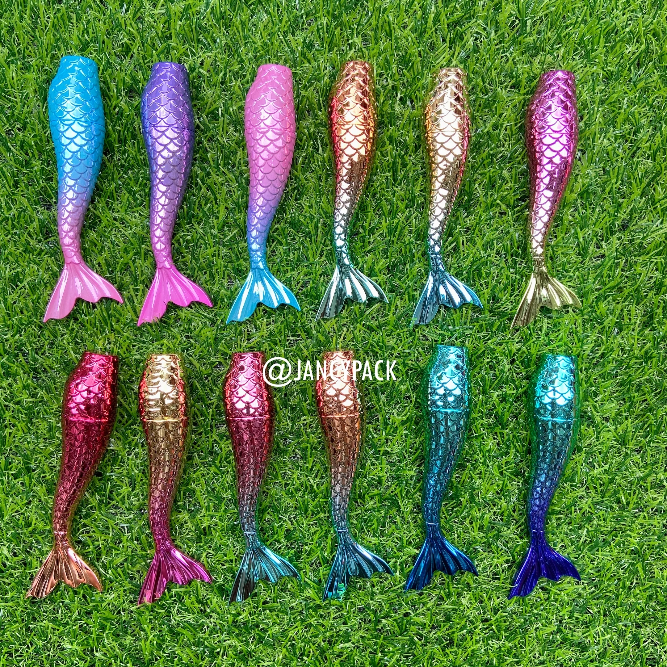 

luxury Mermaid Shape 3ml Metallic Gradient Color pink Empty custom lip gloss containers tube cute lipgloss lip tint tubes