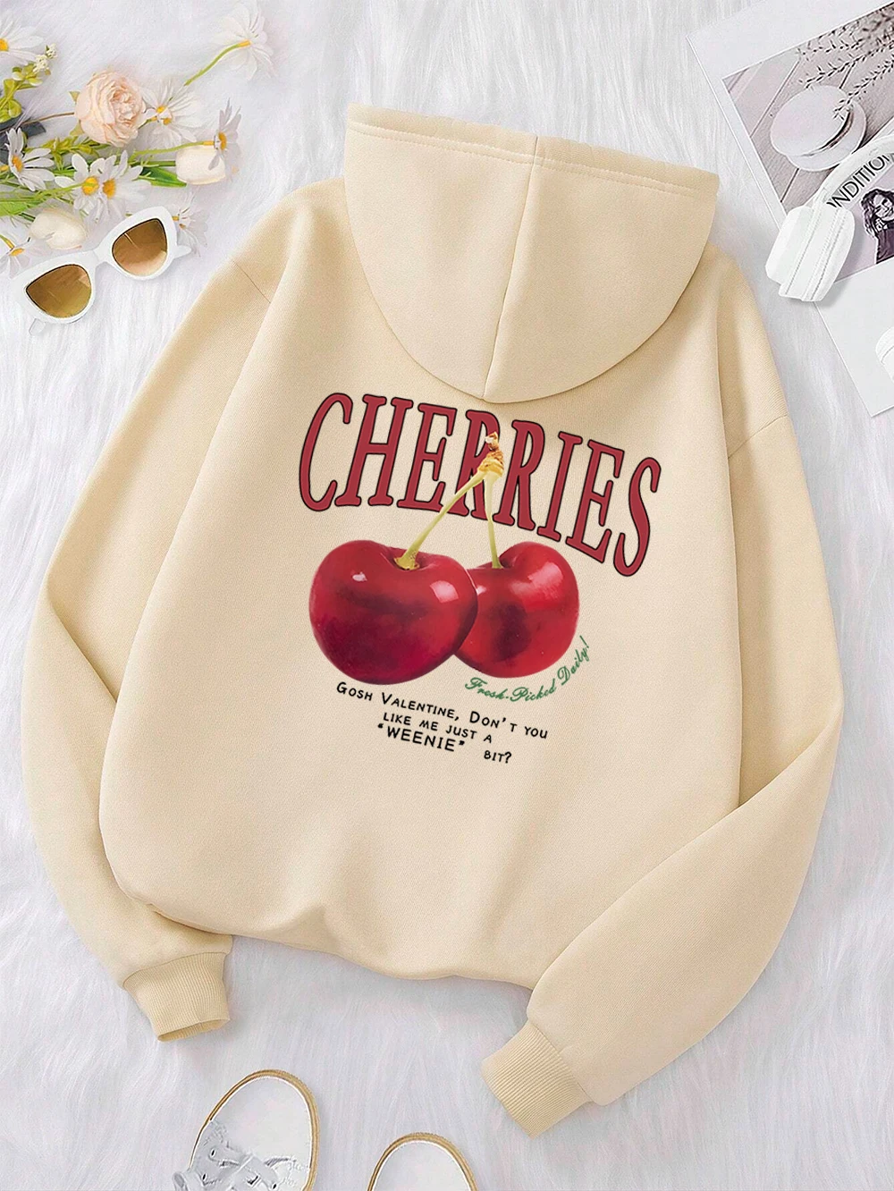 Cherries Cosh Valentine Funny Print Hoody Men Women Hip Hop Pullover Hoodie Loose Warm Sweatshirt Fashion Fleece Clothing Couple