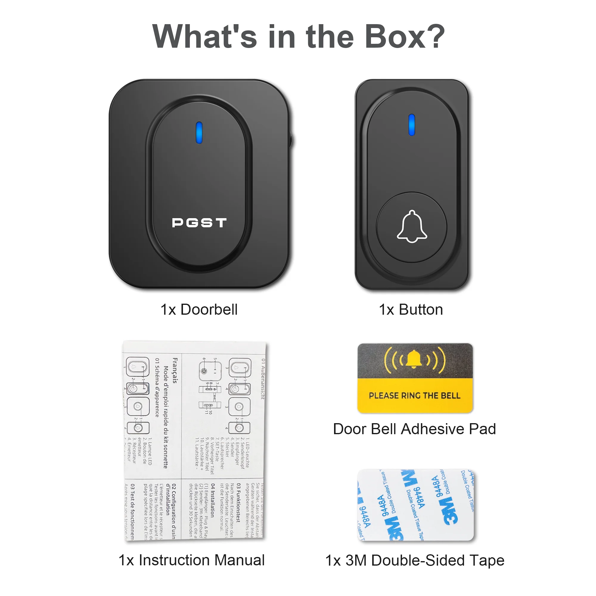 PGST Wireless Doorbell 36 Chimes LED Light Home Security Alarm Door Bell Waterproof Outdoor Button Easy DIY Installation view 5