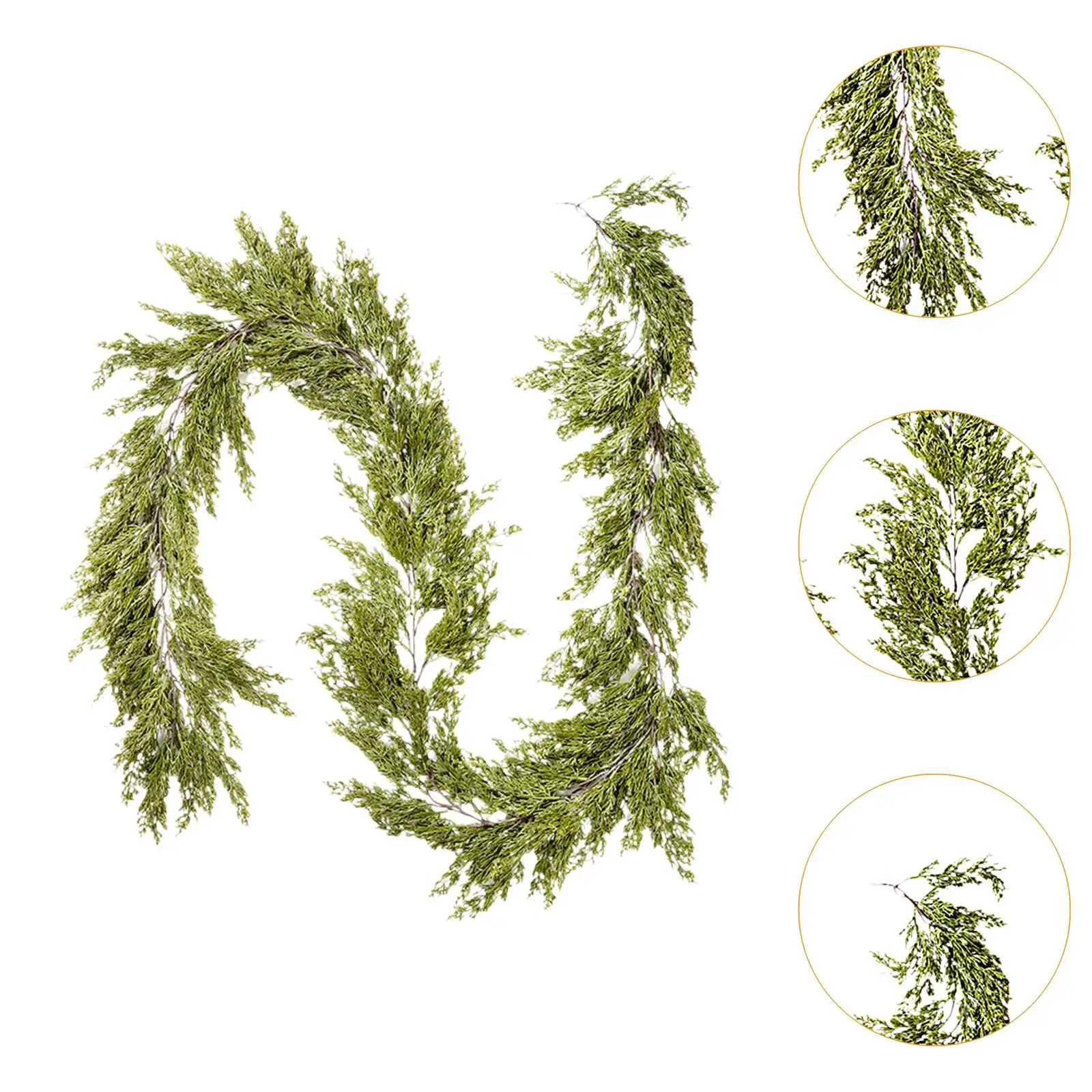 Decoração de vegetação realista de videira com folha de cipreste artificial de Natal