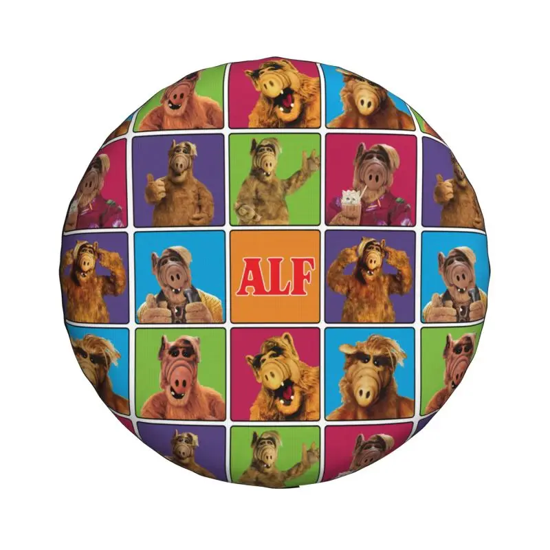 مخصص الغريبة الحياة شكل ALF ميمي الكولاج غطاء الإطار الاحتياطي ل جيب الخيال العلمي برنامج تلفزيوني 4x4 حماة عجلة السيارة 14 "15" 16 "17" بوصة