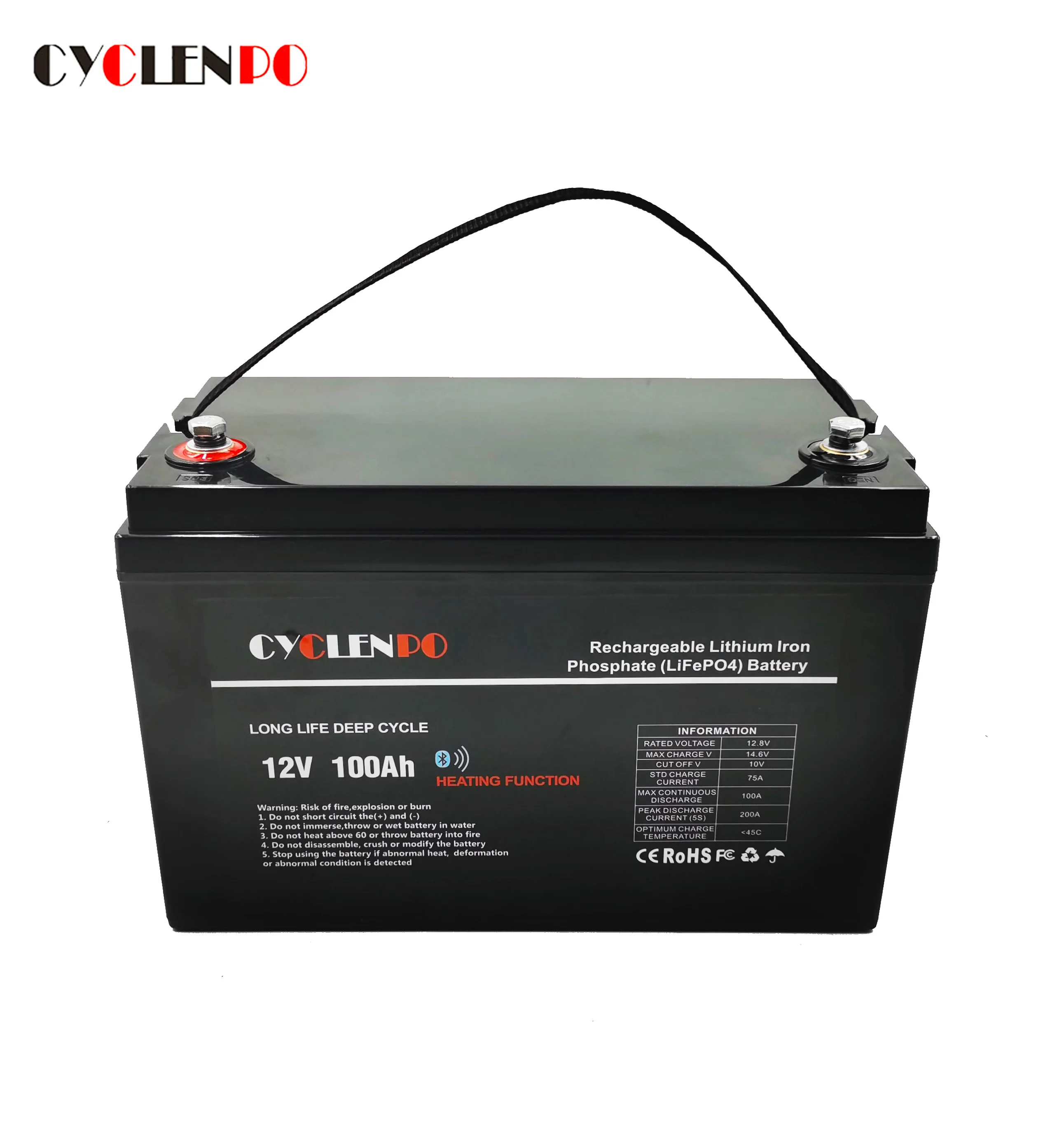 High quality RV marine solar system truck bt battery lifepo4 12v 100ah