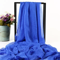 Summer Solid Silk Imitation Large Scarf Beach Cover Ups Thin Women's Chiffon Sunscreen Scarves Sun Protection Long Pleated Shawl