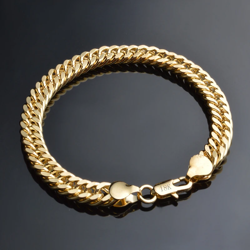 Promotion Elegant Mens Chain Bracelets  Gold Coated Fashion Jewelry Wholesale Wristband Hand Bracelets Gift