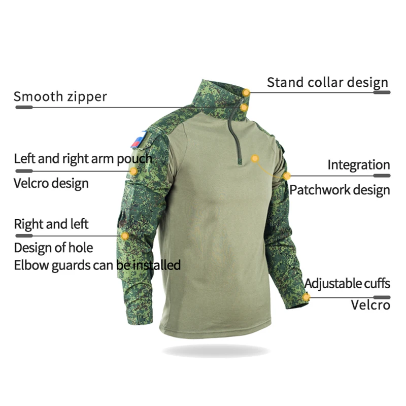 HAN WILD Taktisches Hemd CAMO Kletterkleidung Uniform T-Shirt Jagdhemden Verschleißfestes Kampfhemd Cargohose Knieschützer