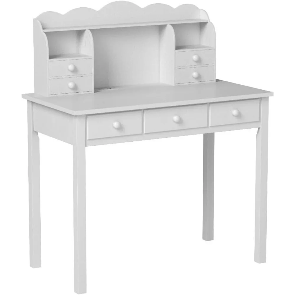 Writing Desk with USB Port, Home Office Desk with Drawers and Hutch, 36.2" Study Table Computer Desk for Student/Adults