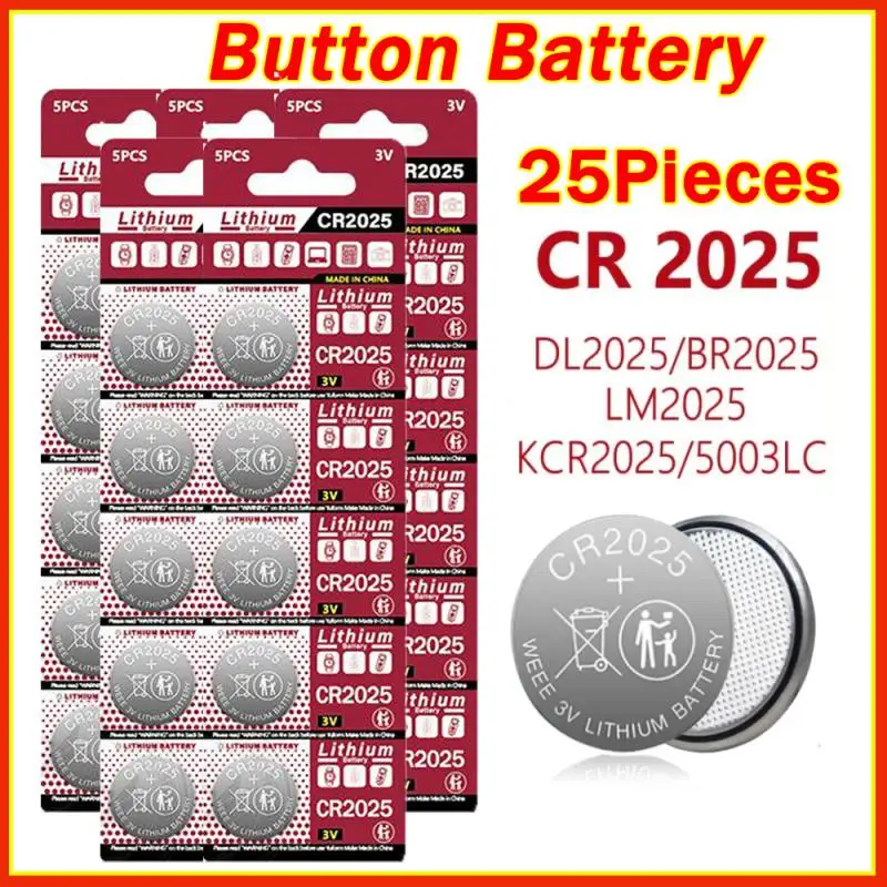 5PCS-25PCS 3V CR2025 Lithium Button Battery DL2025 BR2025 5003LC LM2025 CR 2025 Coin Cell Watch Batteries For Toys Clock Compute