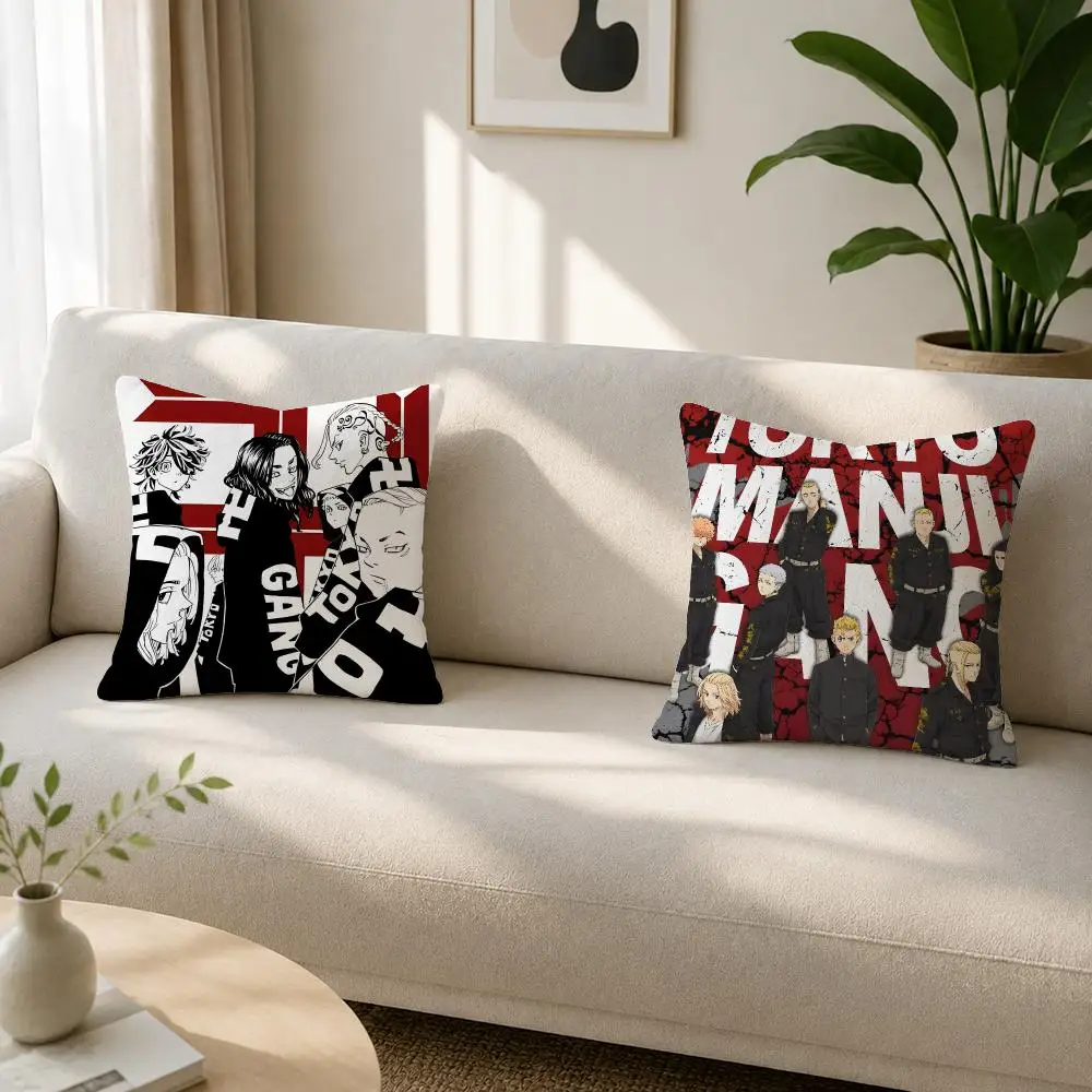 Anime Tokyo Revengers Cushion Cover Soft Plush Cushion Covers Fluffy Throw Pillow Cases for Sofa Bedroom Home Decor