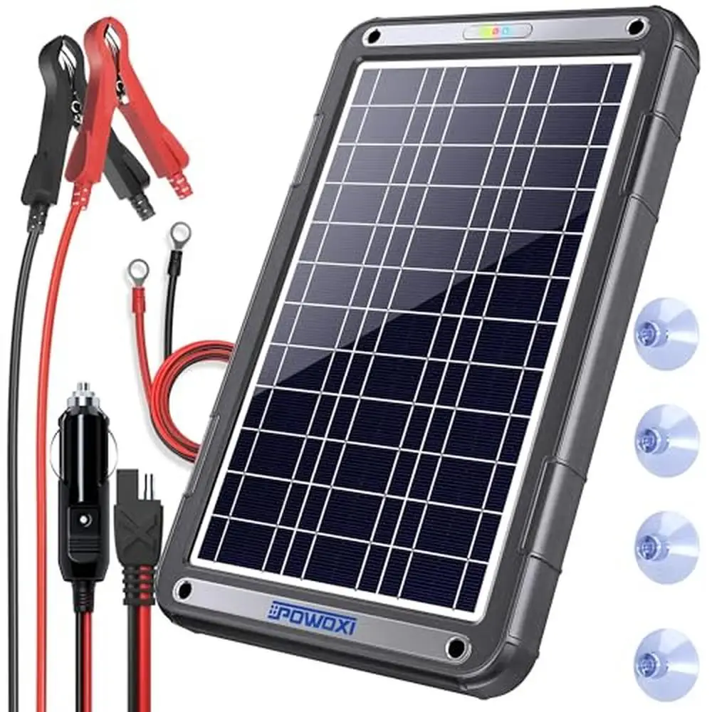 MPPT Solar Battery Charger 12W 12V Trickle Maintainer Kit IP65 Waterproof LED Indicator Lights Overcharge Protection Compatible